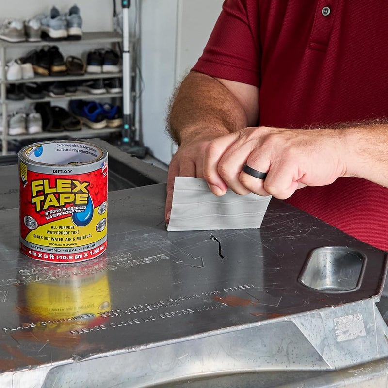 FLEX TAPE , Original Thick Flexible Rubberized Waterproof Tape - Seal and Patch Leaks, Works Underwater, Indoor Outdoor - Home RV Roof Plumbing and Pool Repairs, Gray, 4 in x 5 ft, Pack of 1 - Image 3